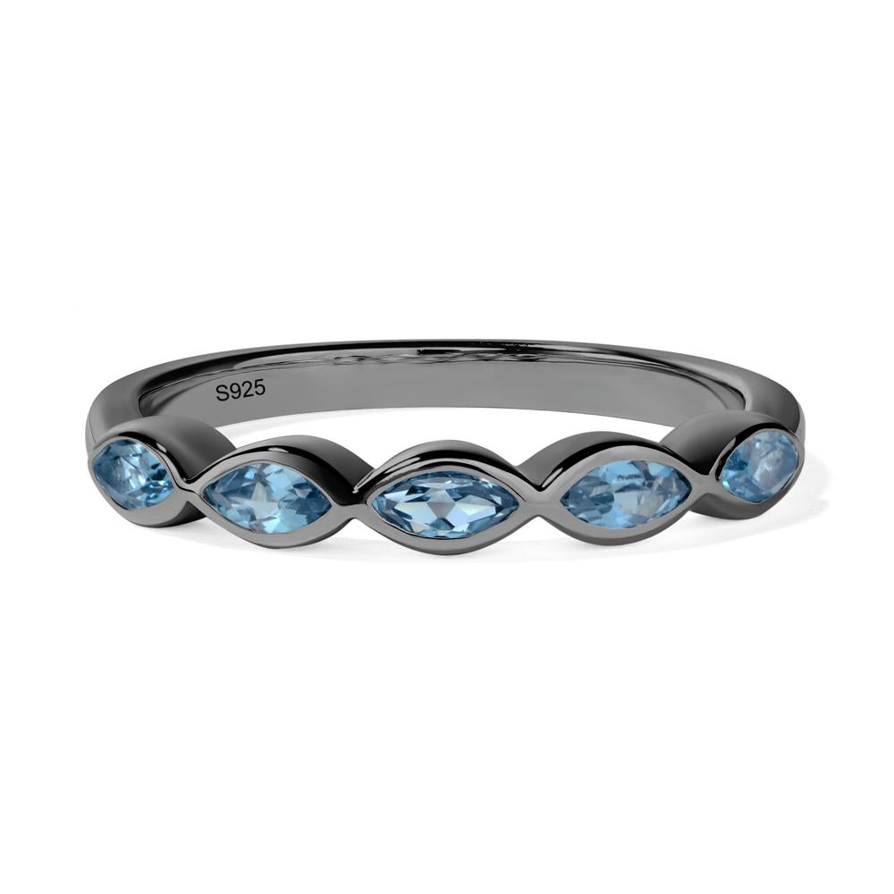 5 Stone London Blue Topaz Marquise Eternity Ring - LUO Jewelry #metal_black finish sterling silver