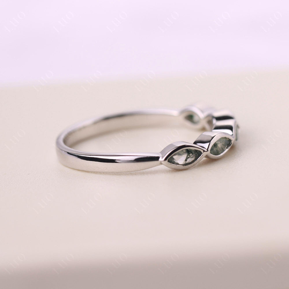 5 Stone Moss Agate Marquise Eternity Ring