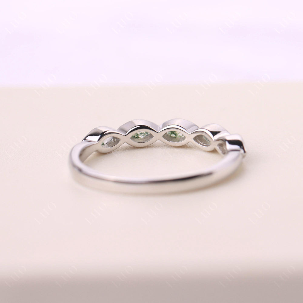 5 Stone Moss Agate Marquise Eternity Ring
