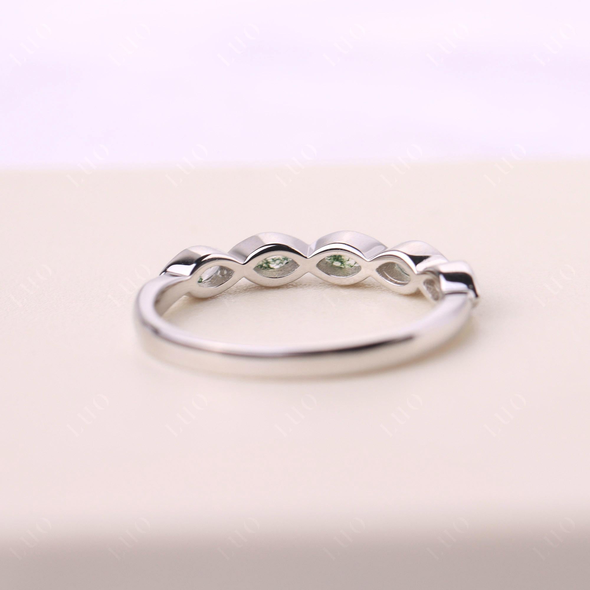 5 Stone Moss Agate Marquise Eternity Ring - LUO Jewelry