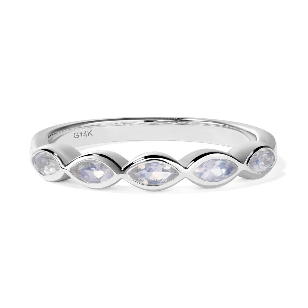 5 Stone Moonstone Marquise Eternity Ring - LUO Jewelry #metal_14k white gold