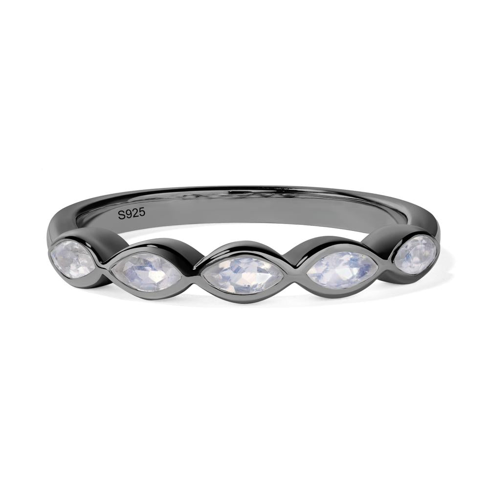 5 Stone Moonstone Marquise Eternity Ring - LUO Jewelry #metal_black finish sterling silver