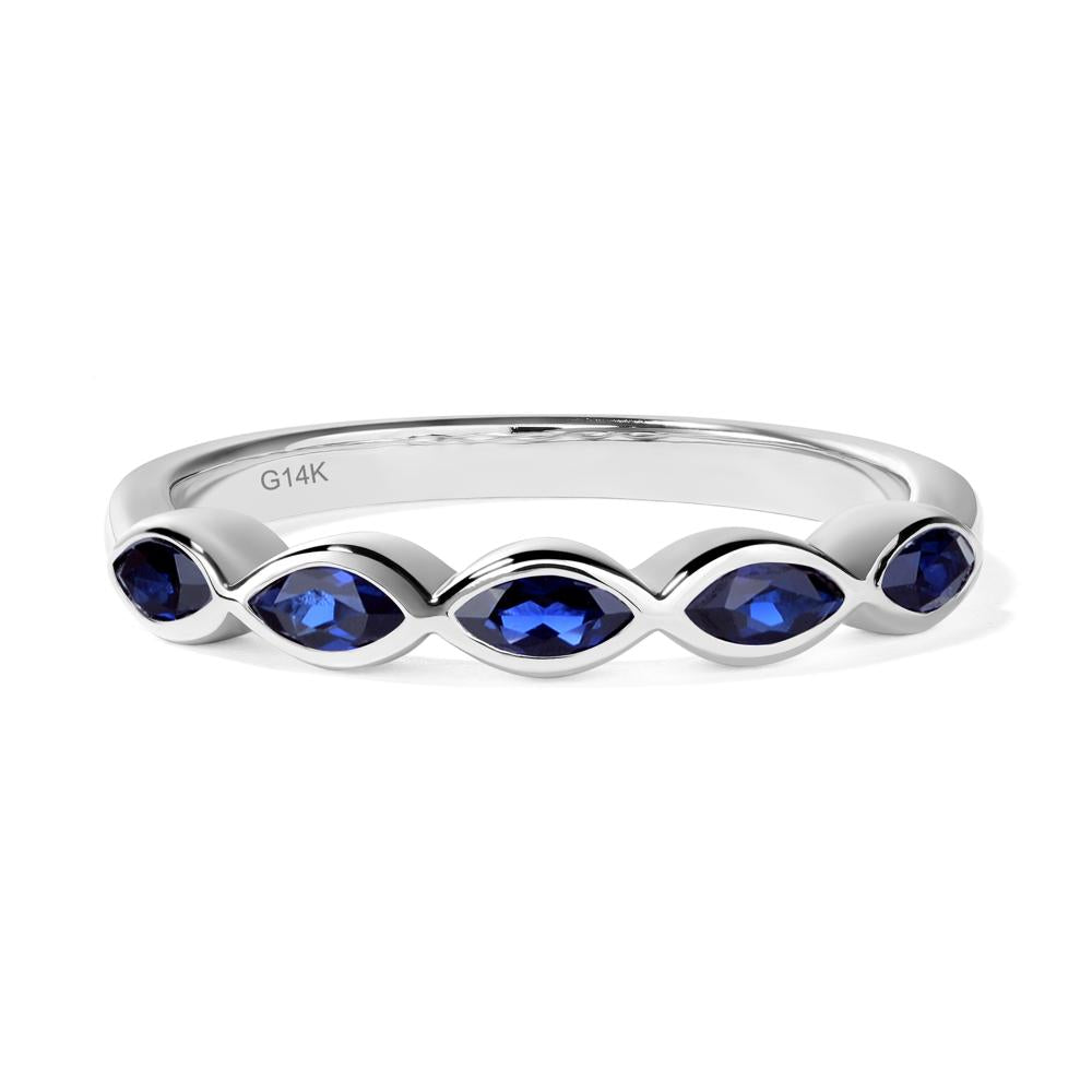 5 Stone Sapphire Marquise Eternity Ring - LUO Jewelry #metal_14k white gold