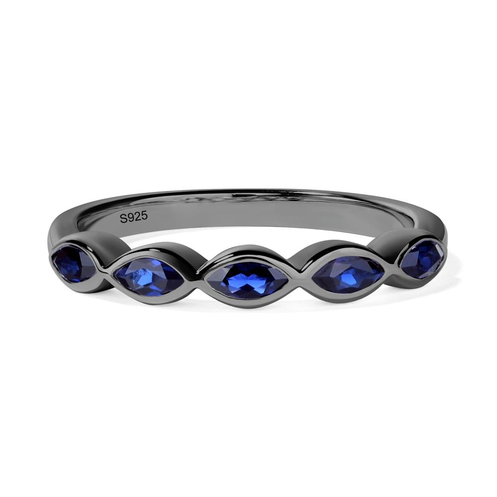 5 Stone Sapphire Marquise Eternity Ring - LUO Jewelry #metal_black finish sterling silver