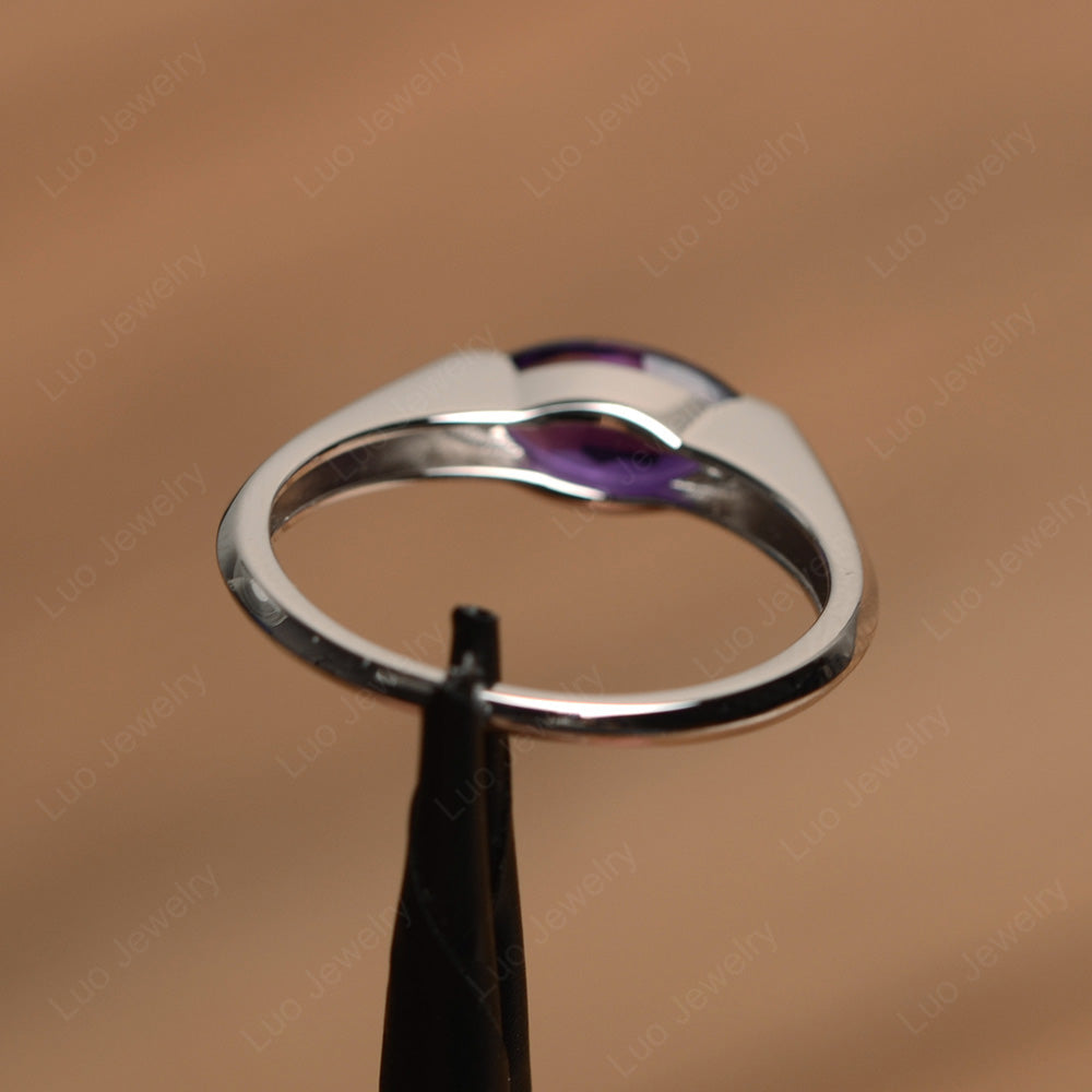 East West Marquise Ring Amethyst White Gold - LUO Jewelry