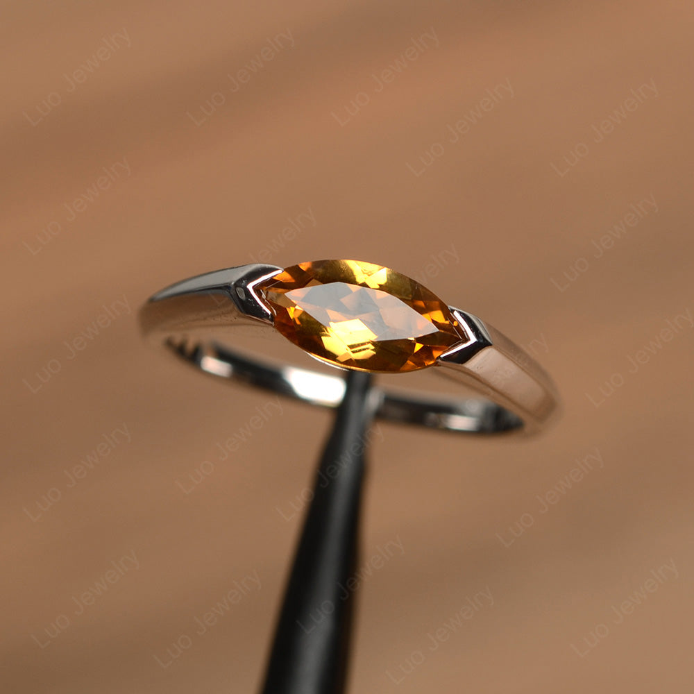 East West Marquise Ring Citrine White Gold - LUO Jewelry