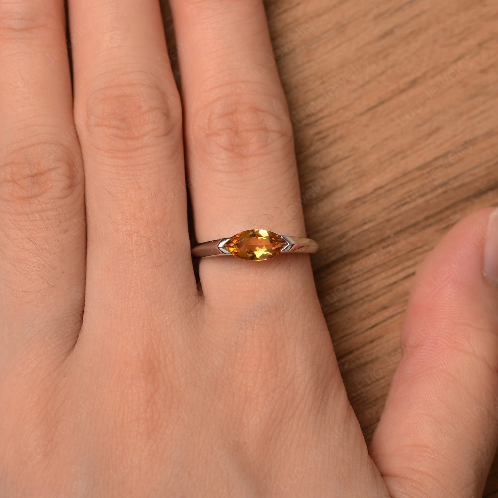 East West Marquise Ring Citrine White Gold - LUO Jewelry