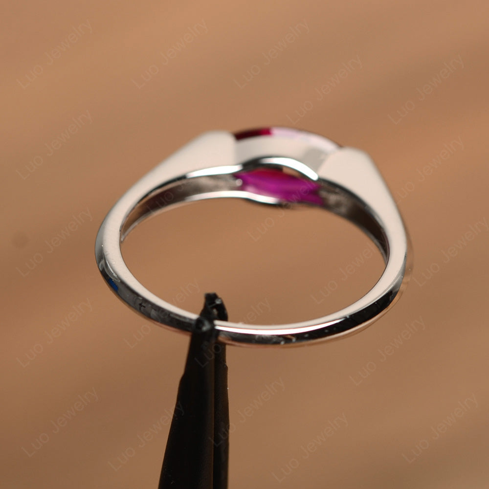East West Marquise Ring Ruby White Gold - LUO Jewelry