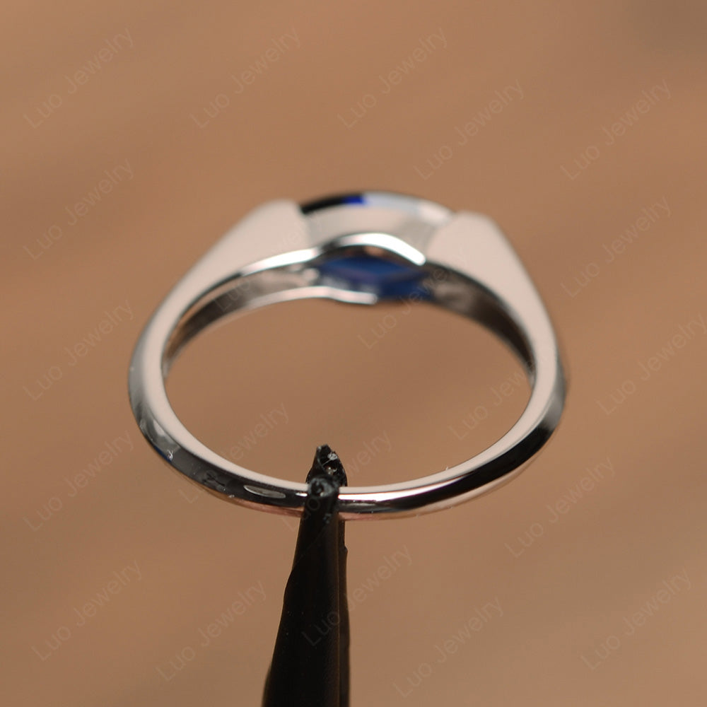 East West Marquise Ring Lab Sapphire White Gold - LUO Jewelry