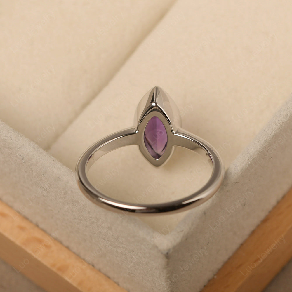 Marquise Cut Amethyst Bezel Set Engagement Ring - LUO Jewelry