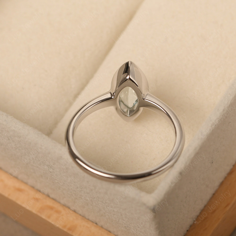 Marquise Cut Aquamarine Bezel Set Engagement Ring - LUO Jewelry
