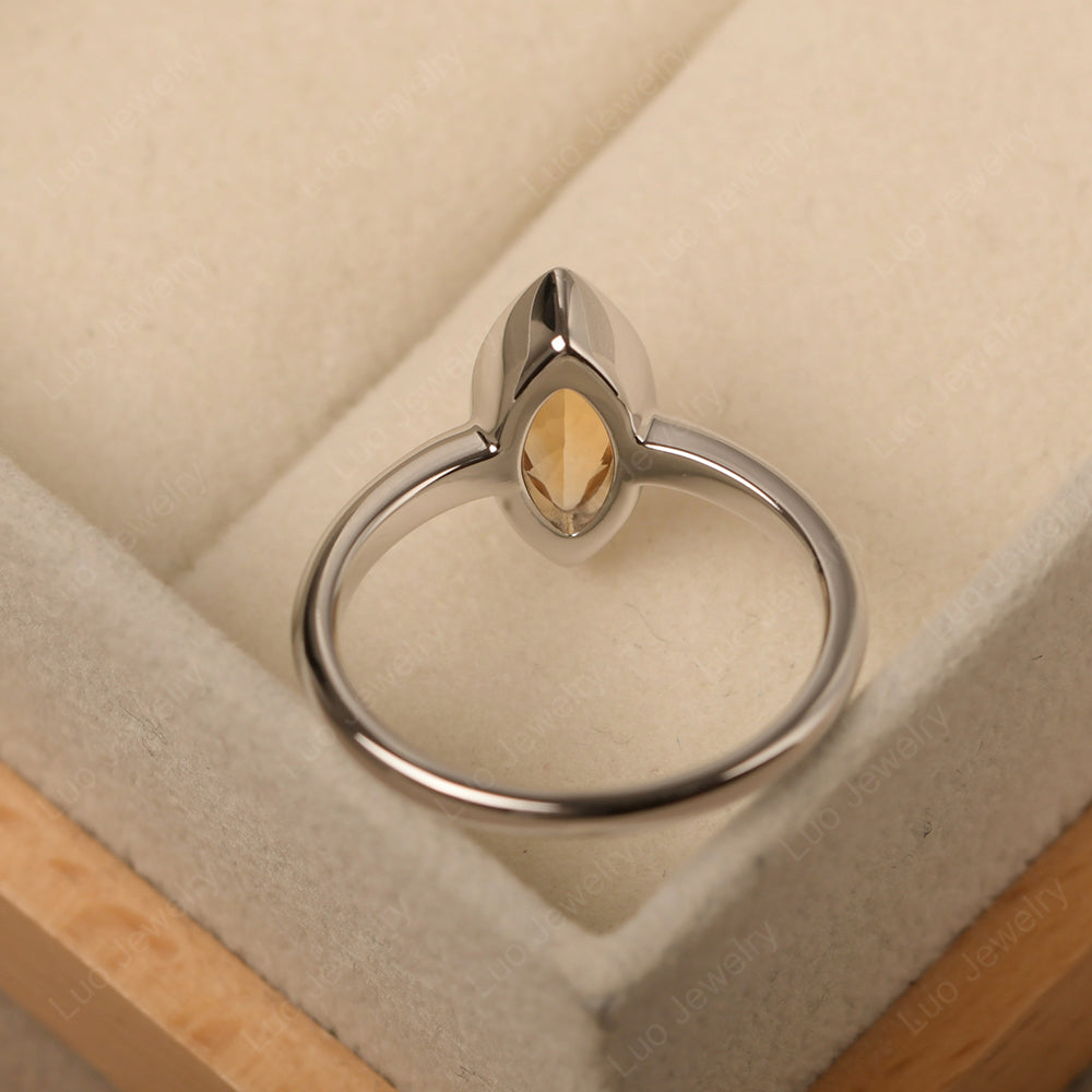 Marquise Cut Citrine Bezel Set Engagement Ring - LUO Jewelry