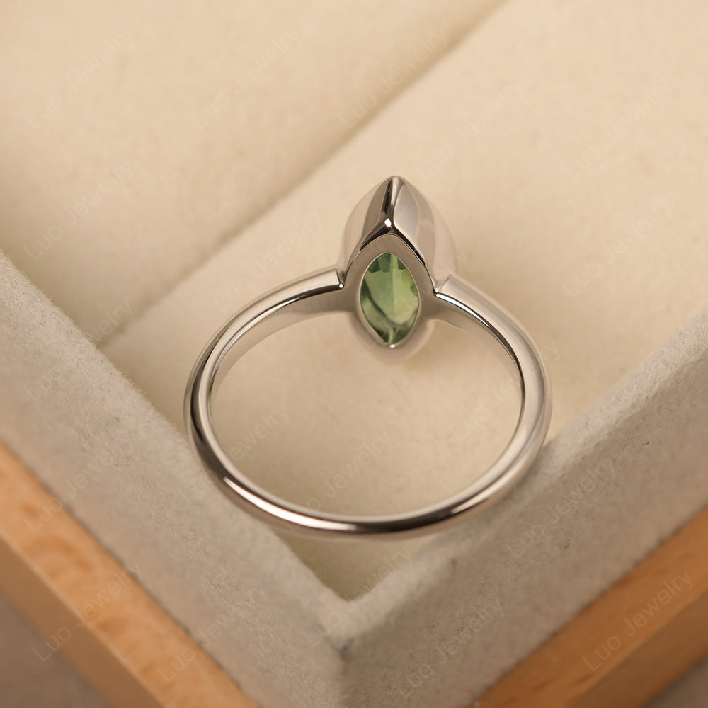 Marquise Cut Green Sapphire Bezel Set Engagement Ring - LUO Jewelry