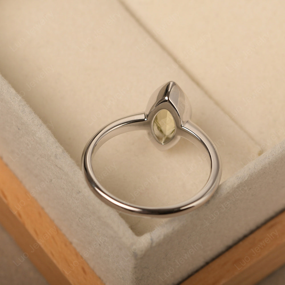 Marquise Cut Lemon Quartz Bezel Set Engagement Ring - LUO Jewelry