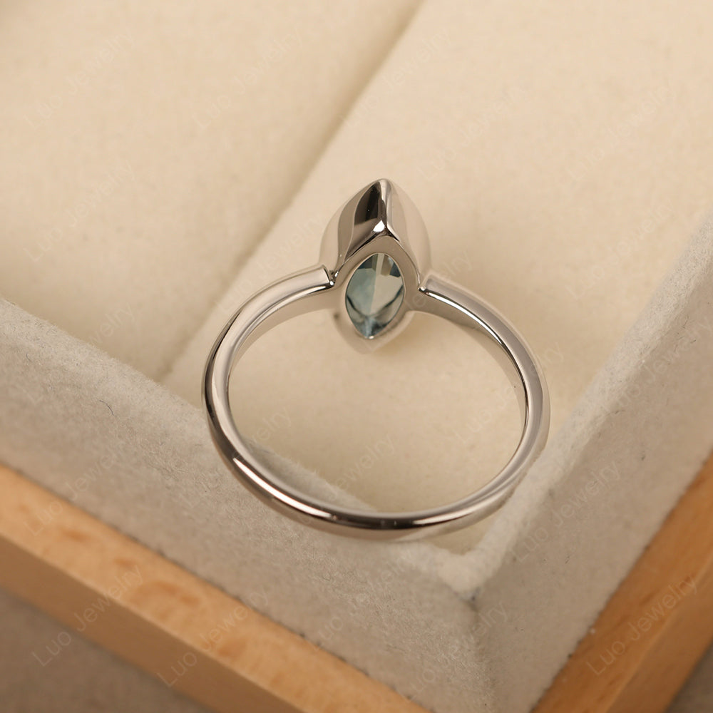 Marquise Cut London Blue Topaz Bezel Set Engagement Ring - LUO Jewelry