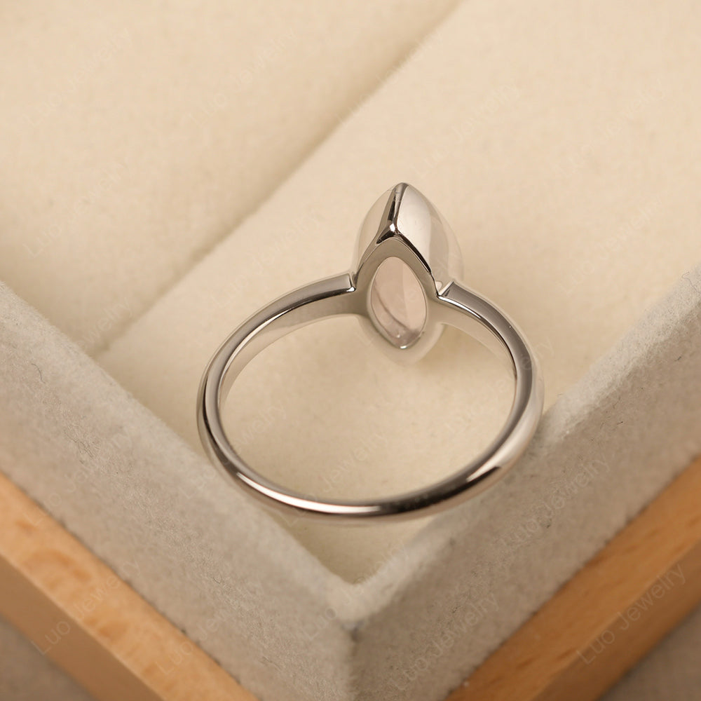 Marquise Cut Rose Quartz Bezel Set Engagement Ring - LUO Jewelry