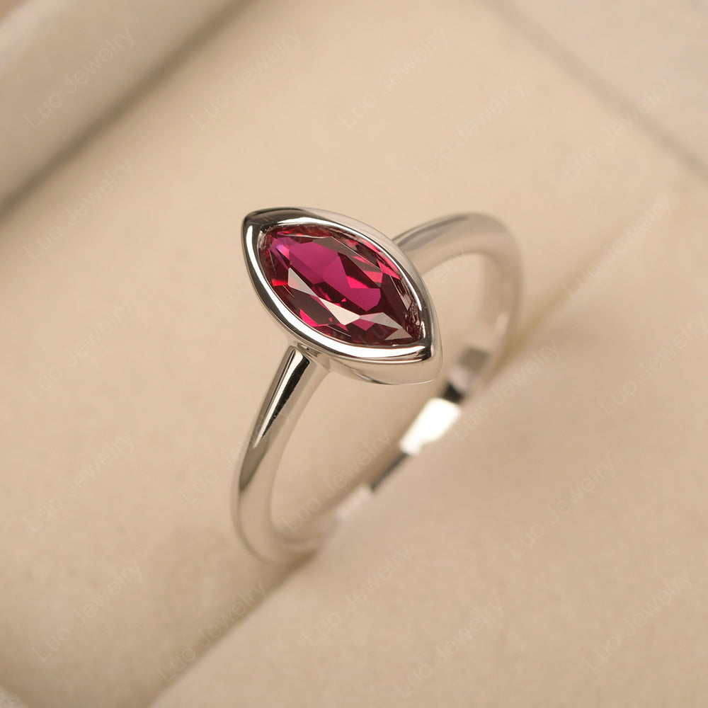 Marquise Cut Ruby Bezel Set Engagement Ring - LUO Jewelry