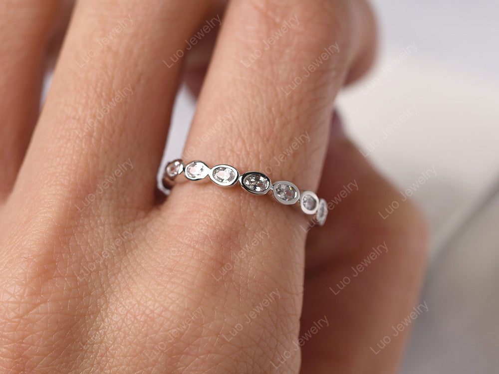 White Topaz Ring Oval Infinity Band - LUO Jewelry