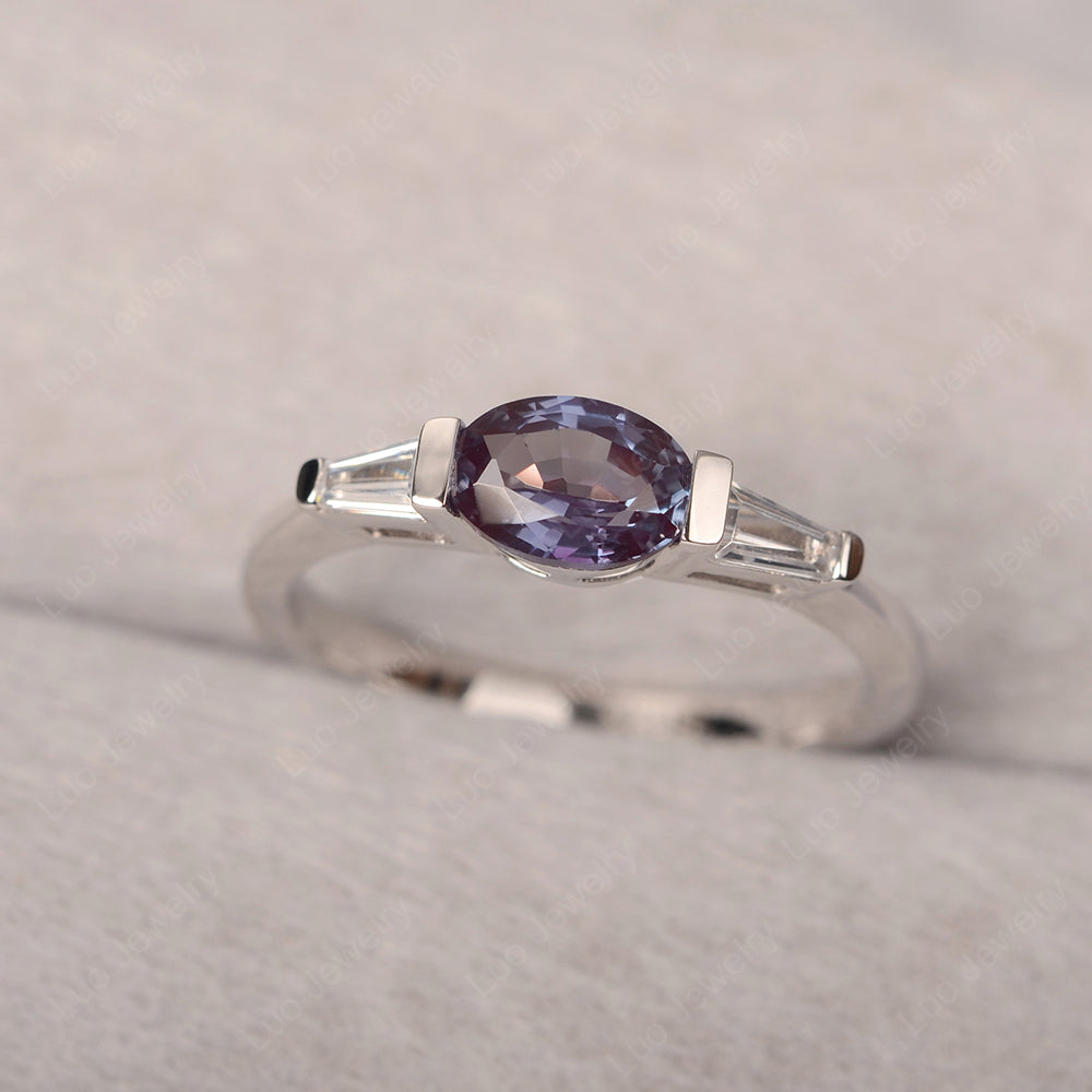 Oval Cut Alexandrite East West Engagement Ring - LUO Jewelry