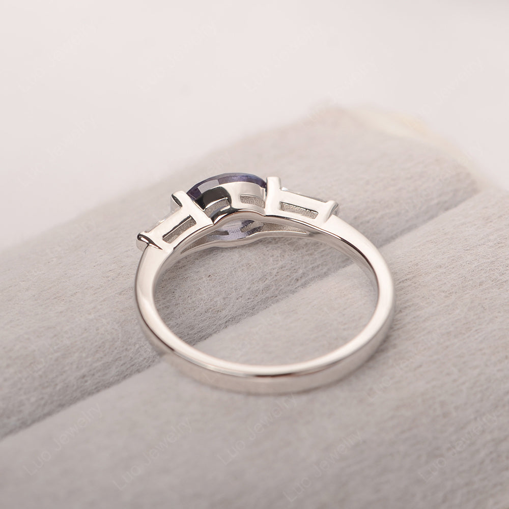 Oval Cut Alexandrite East West Engagement Ring - LUO Jewelry