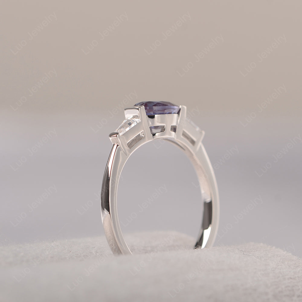 Oval Cut Alexandrite East West Engagement Ring - LUO Jewelry