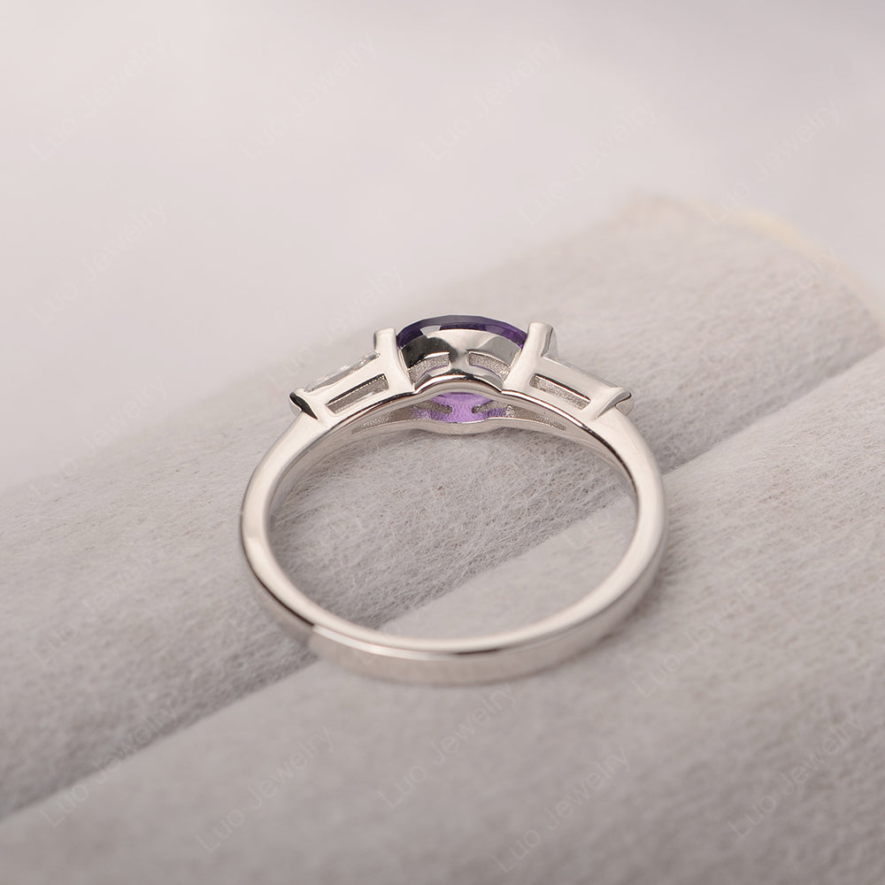 Oval Cut Amethyst East West Engagement Ring - LUO Jewelry