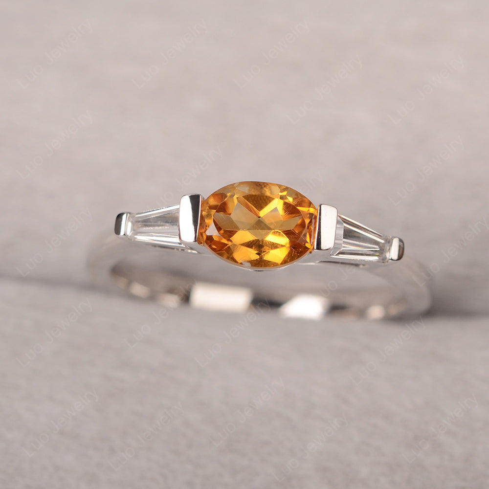Oval Cut Citrine East West Engagement Ring - LUO Jewelry