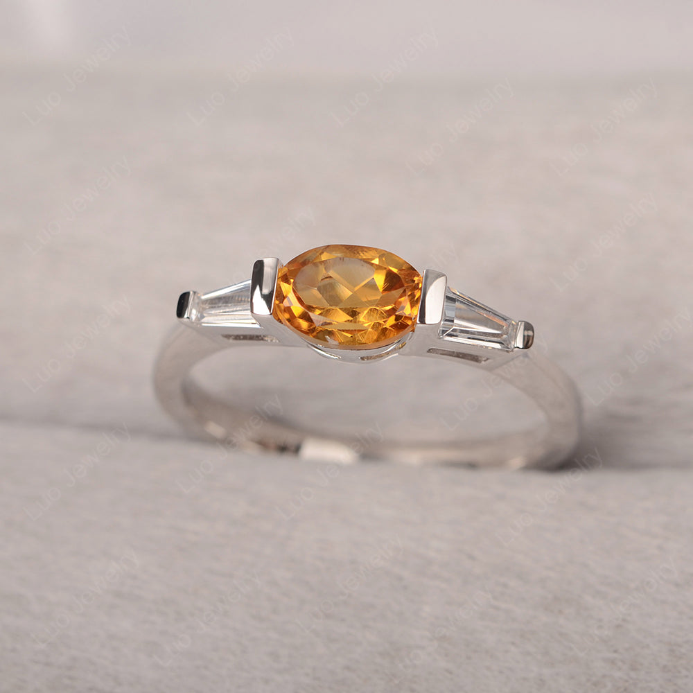 Oval Cut Citrine East West Engagement Ring - LUO Jewelry