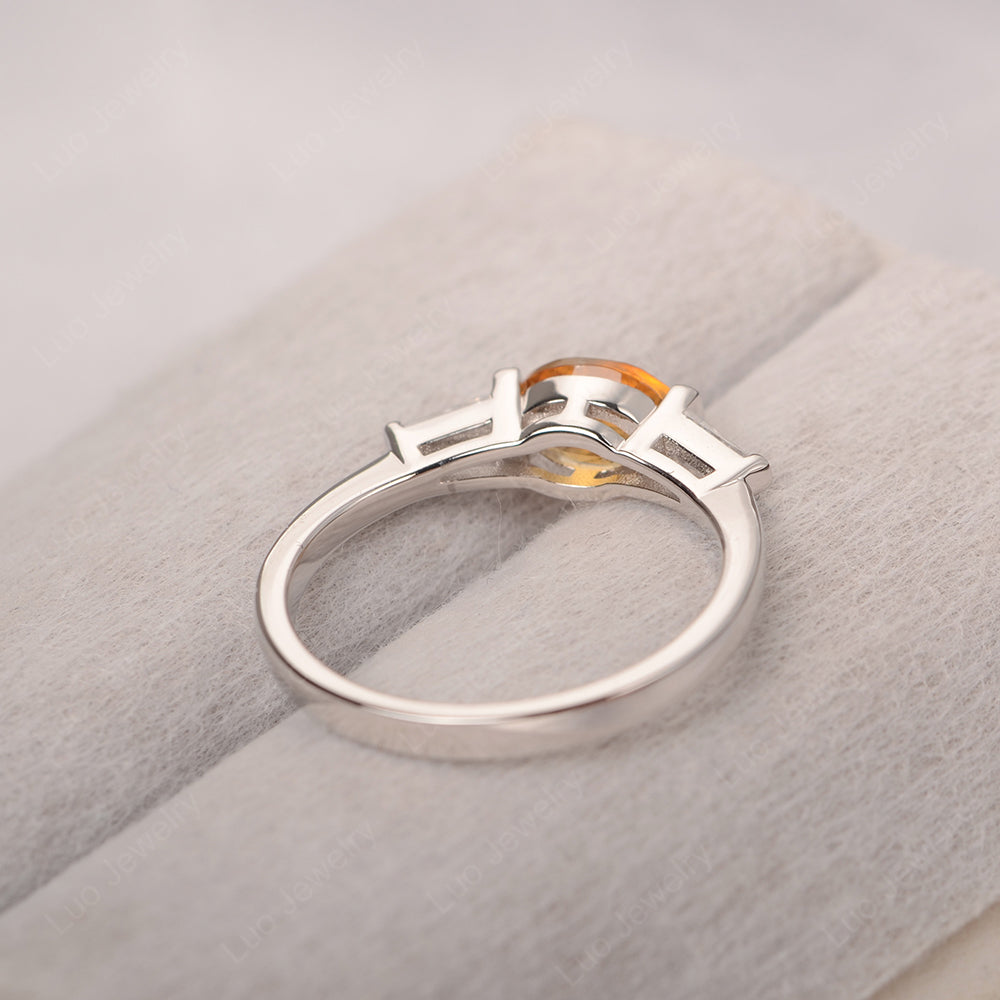 Oval Cut Citrine East West Engagement Ring - LUO Jewelry