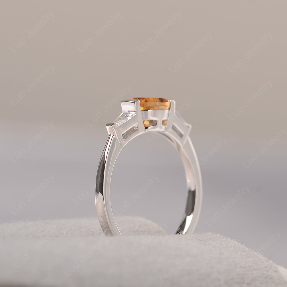 Oval Cut Citrine East West Engagement Ring - LUO Jewelry