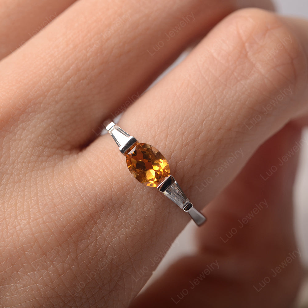 Oval Cut Citrine East West Engagement Ring - LUO Jewelry