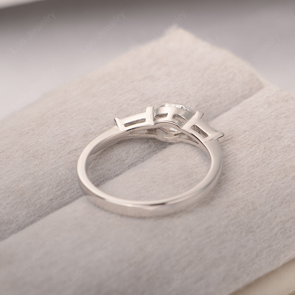 Oval Cut Cubic Zirconia East West Engagement Ring - LUO Jewelry