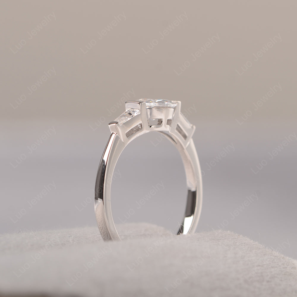 Oval Cut Cubic Zirconia East West Engagement Ring - LUO Jewelry