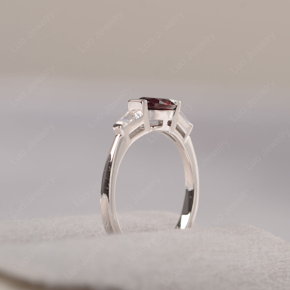 Oval Cut Garnet East West Engagement Ring - LUO Jewelry