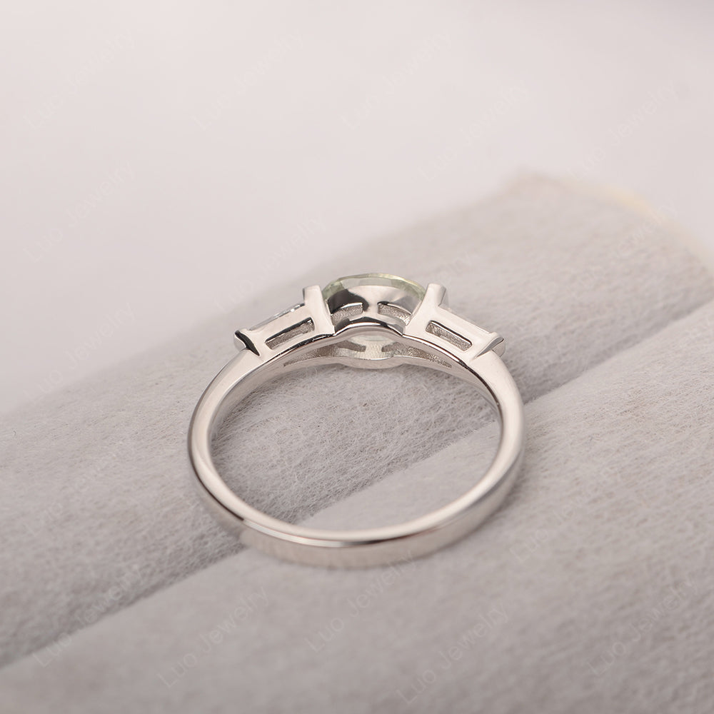 Oval Cut Green Amethyst East West Engagement Ring - LUO Jewelry