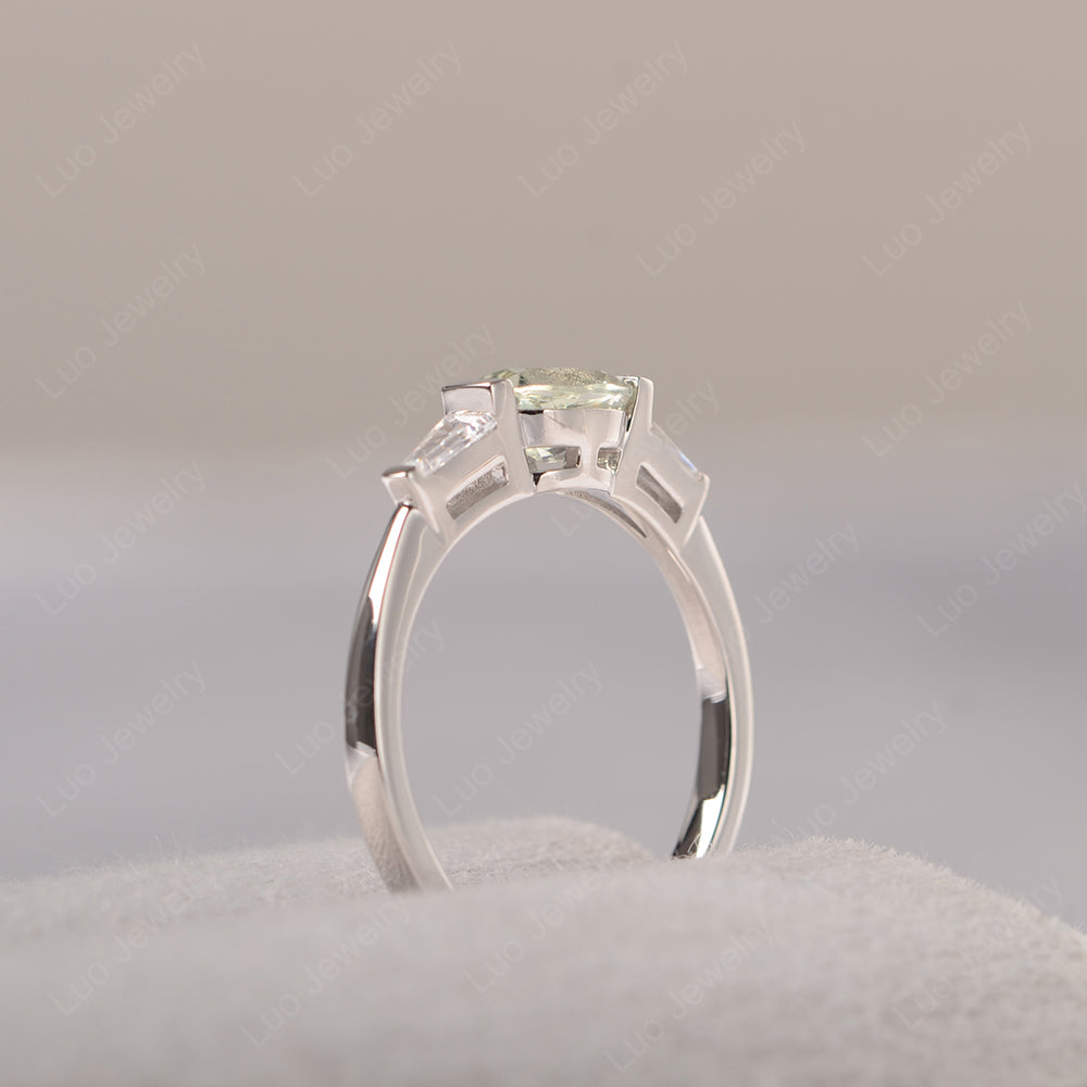 Oval Cut Green Amethyst East West Engagement Ring - LUO Jewelry