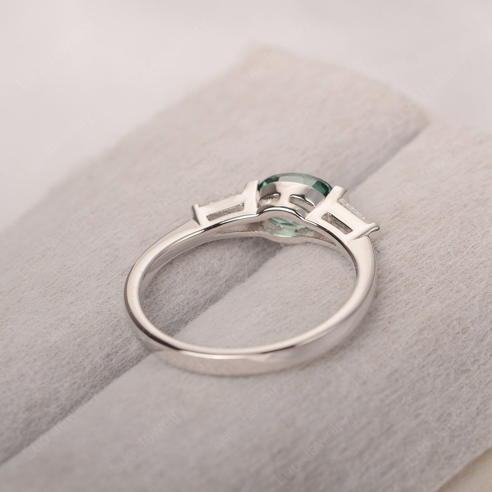 Oval Cut Green Sapphire East West Engagement Ring - LUO Jewelry