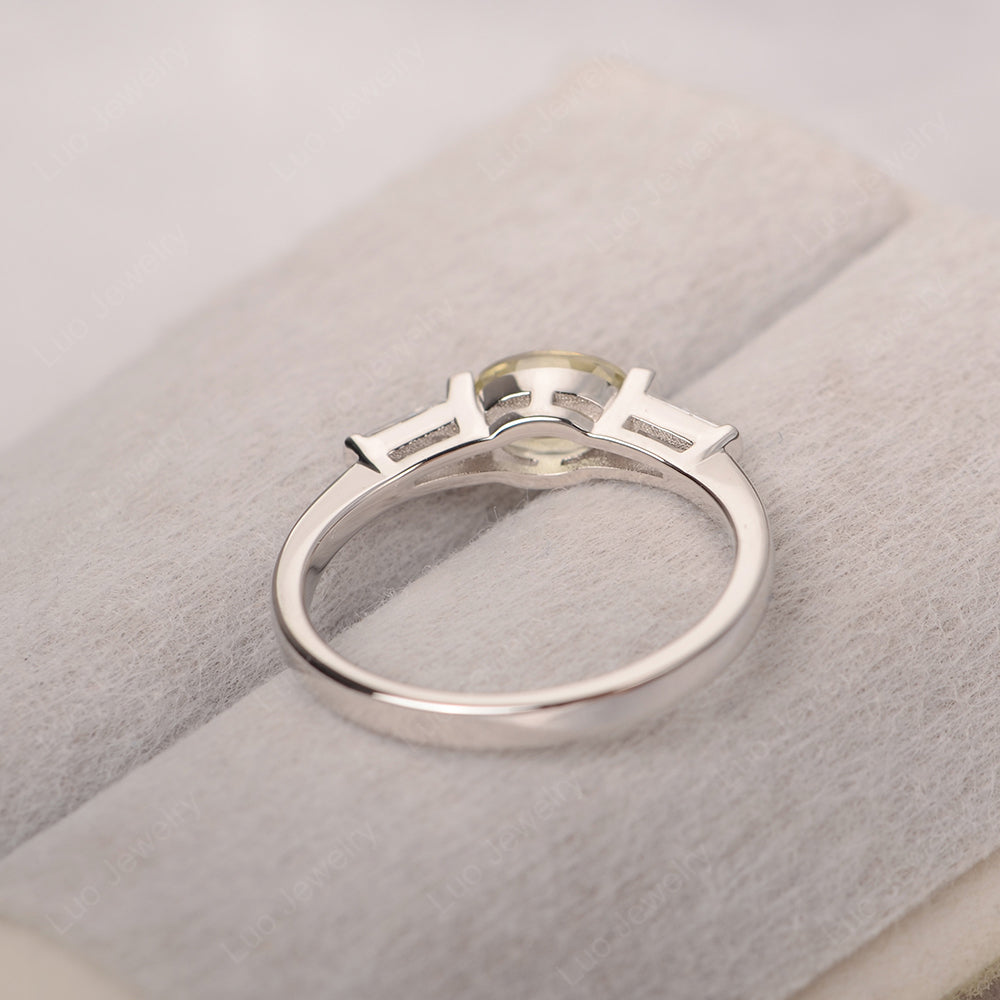 Oval Cut Lemon Quartz East West Engagement Ring - LUO Jewelry