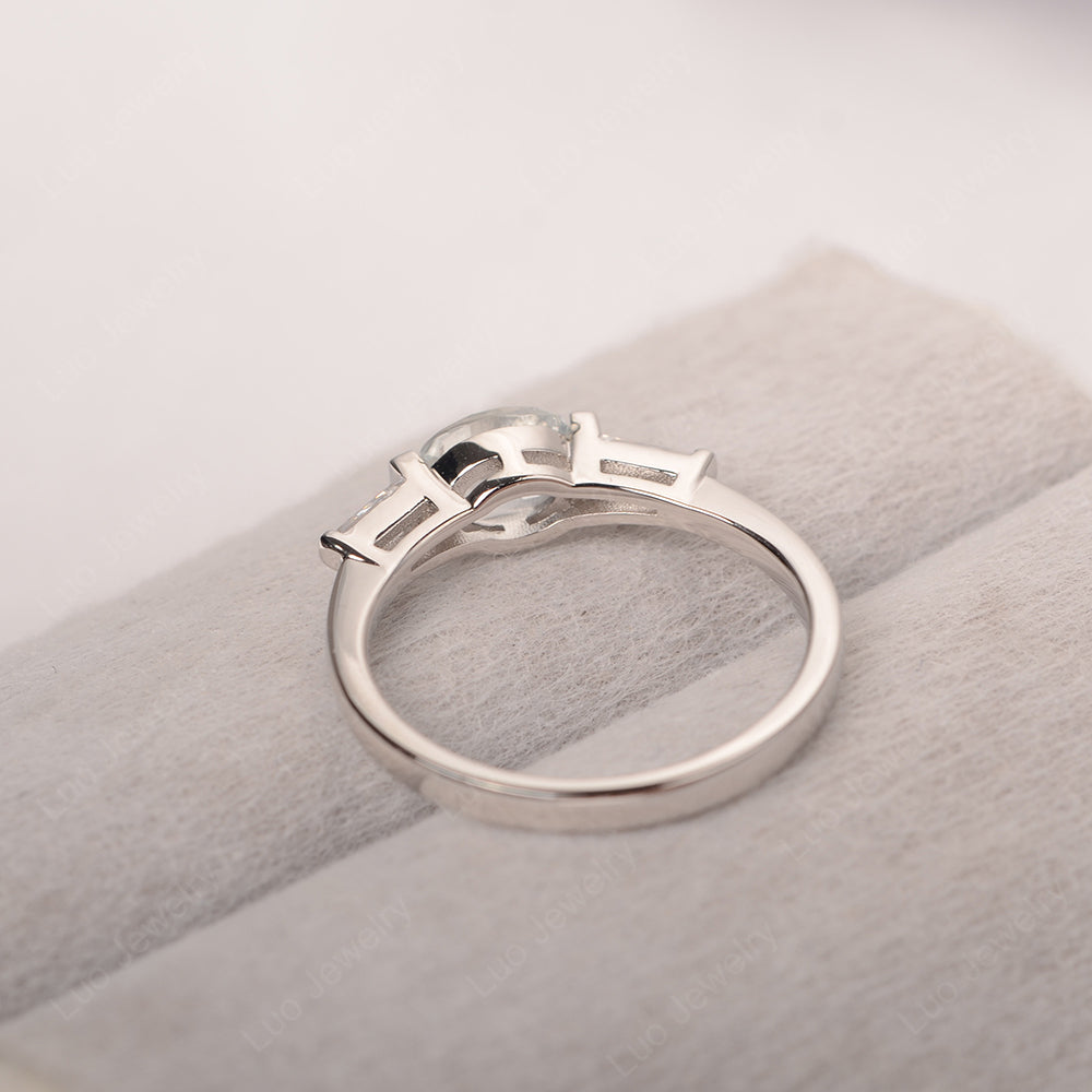 Oval Cut Moonstone East West Engagement Ring - LUO Jewelry