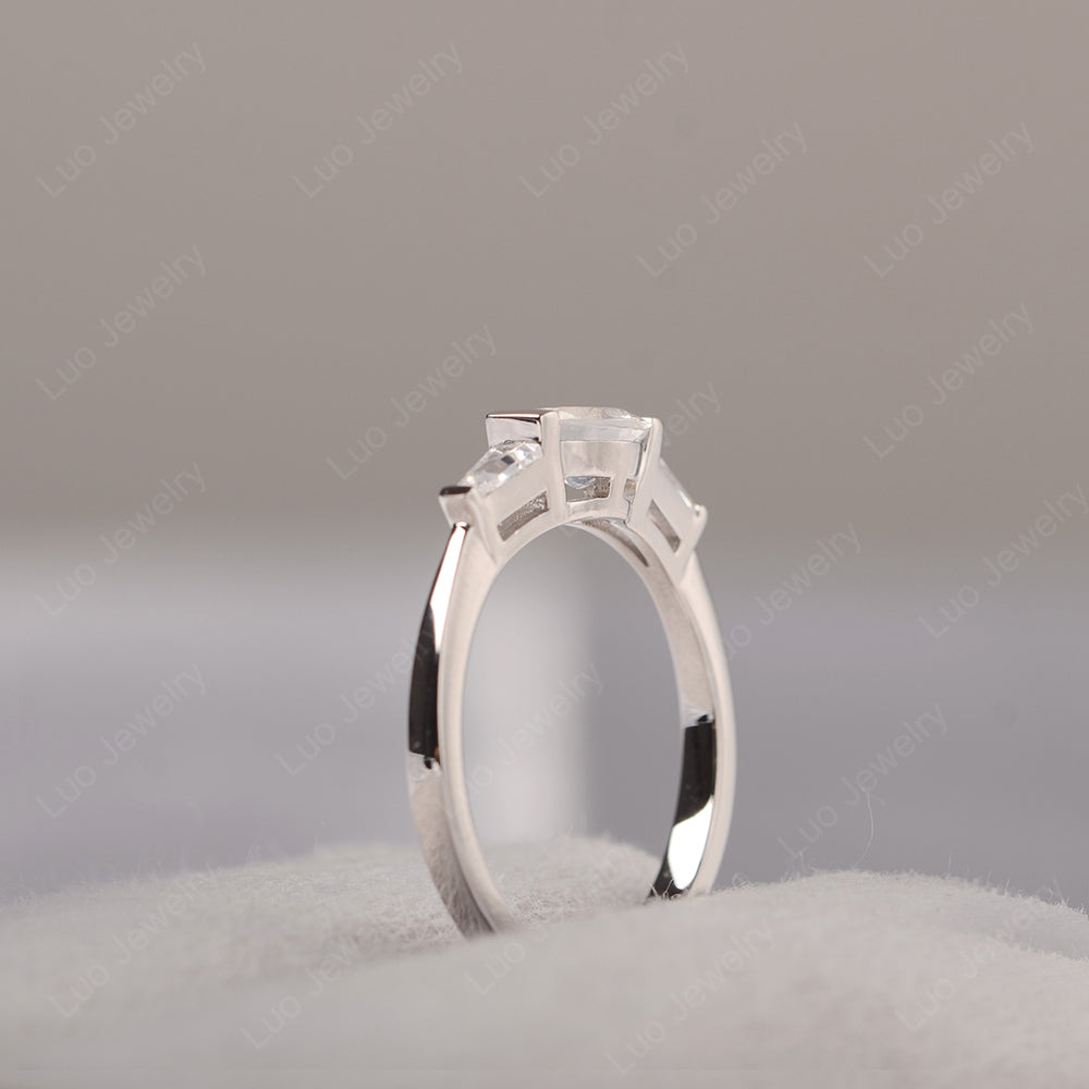 Oval Cut Moonstone East West Engagement Ring - LUO Jewelry