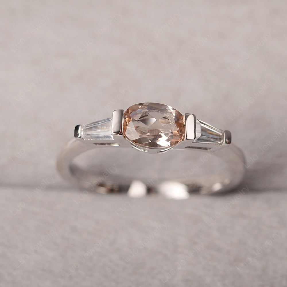 Oval Cut Morganite East West Engagement Ring - LUO Jewelry