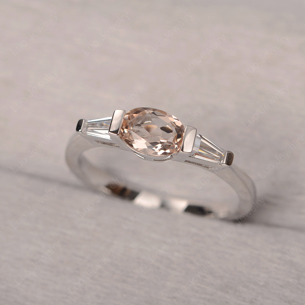 Oval Cut Morganite East West Engagement Ring - LUO Jewelry