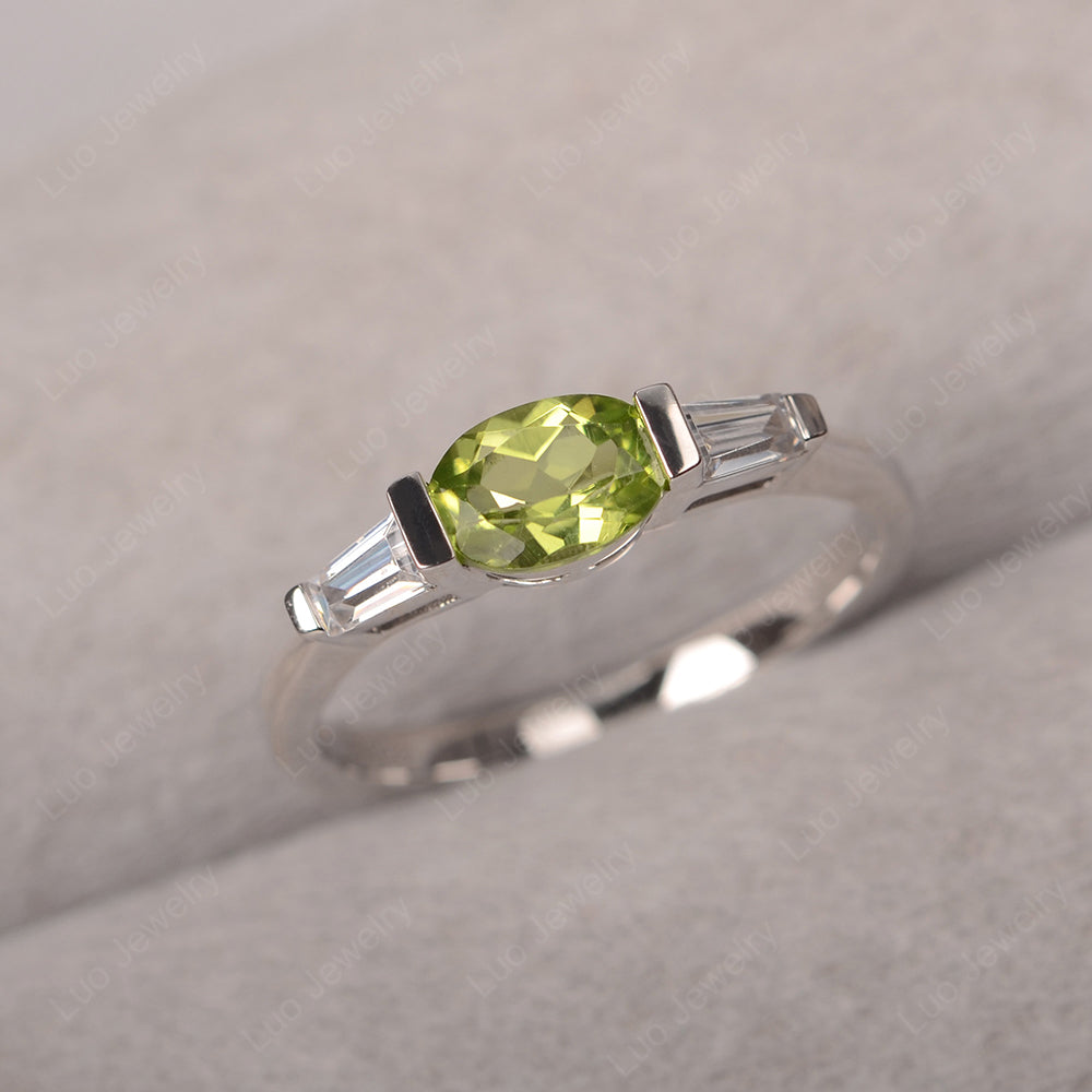 Oval Cut Peridot East West Engagement Ring - LUO Jewelry