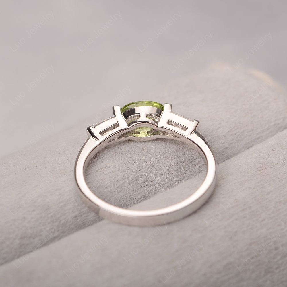 Oval Cut Peridot East West Engagement Ring - LUO Jewelry