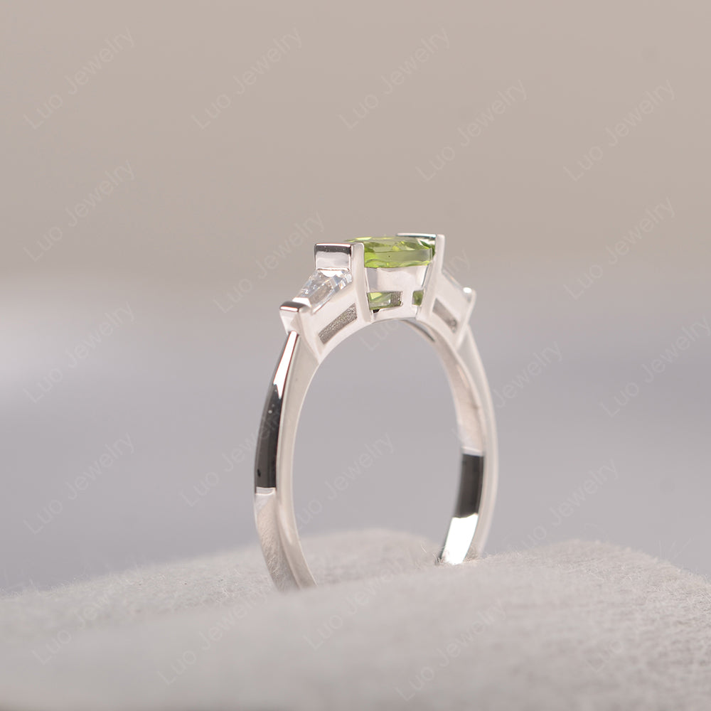 Oval Cut Peridot East West Engagement Ring - LUO Jewelry