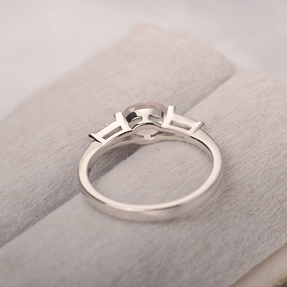 Oval Cut Rose Quartz East West Engagement Ring - LUO Jewelry