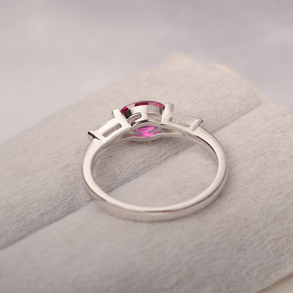 Oval Cut Ruby East West Engagement Ring - LUO Jewelry