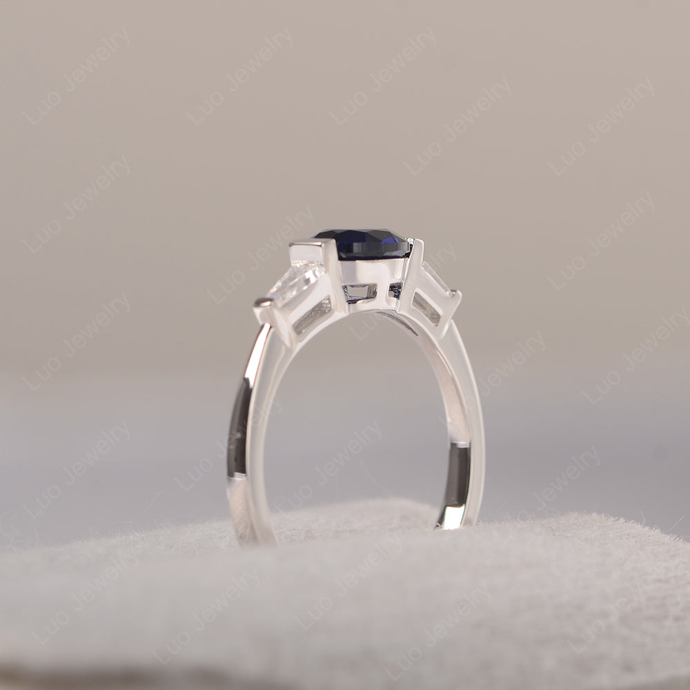 Oval Cut Lab Sapphire East West Engagement Ring - LUO Jewelry