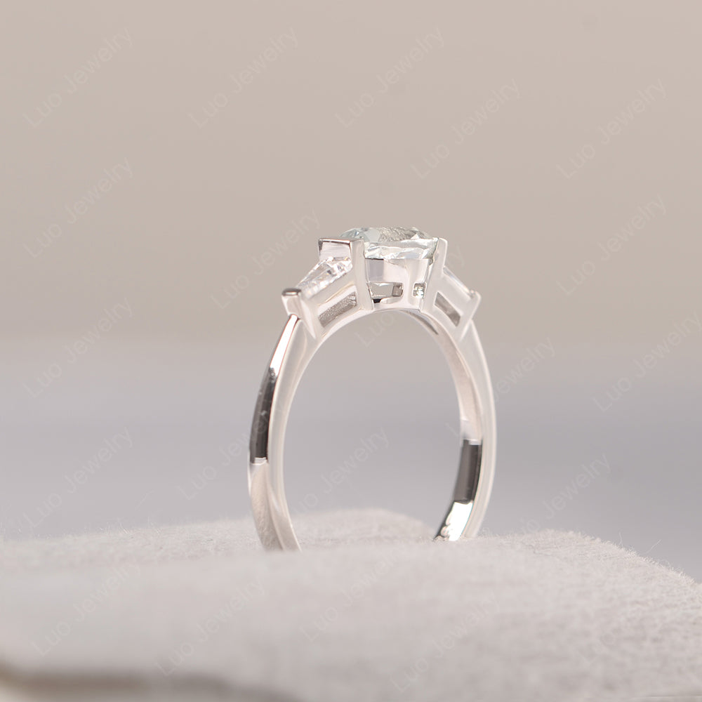 Oval Cut White Topaz East West Engagement Ring - LUO Jewelry
