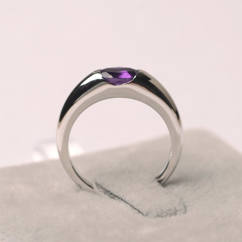 Amethyst Ring East West Bezel Set Engagement Ring - LUO Jewelry